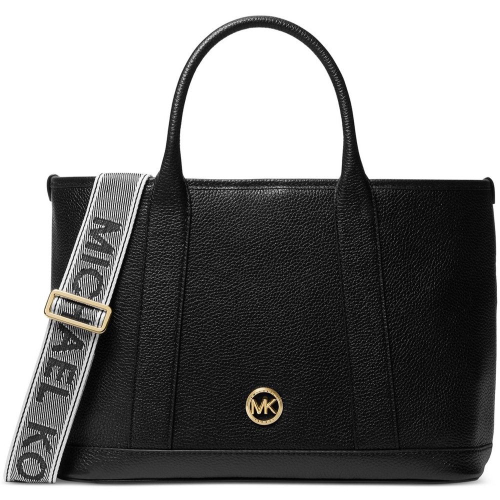 Michael Kors Luisa Medium Pebbled Leather Tote Bag with Gold Accents